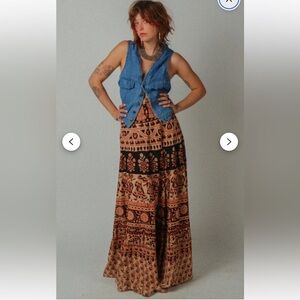 Vintage Indian Block Print Cotton Wrap Skirt